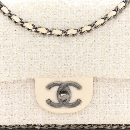 Chanel Tweed Quilted Mini Side Pearl Flap Bag Ecru White 8 of 12