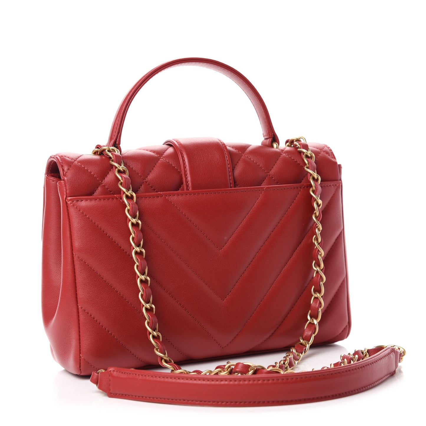 Calfskin Quilted Chevron In The City Bag Red