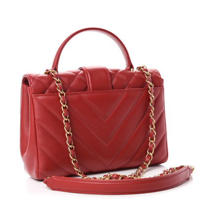 Chanel Calfskin Quilted Chevron In The City Bag Red 3 of 11
