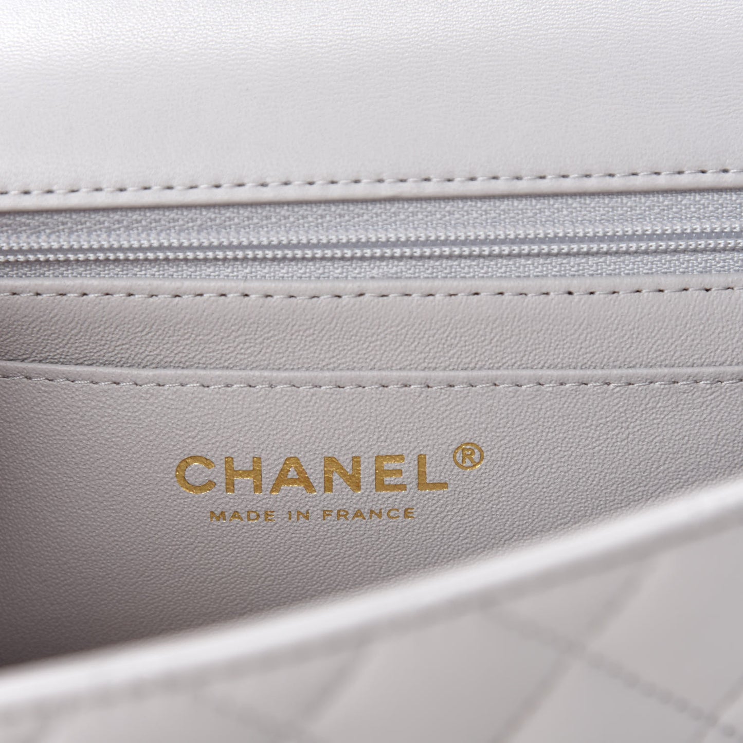 Lambskin Quilted Mini Top Handle Rectangular Flap Grey