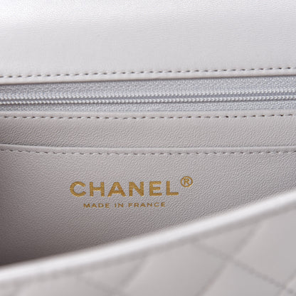 Chanel Lambskin Quilted Mini Top Handle Rectangular Flap Grey 8 of 11