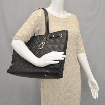 Christian Dior Coated Canvas Cannage Medium Panarea Tote Black 2 of 14