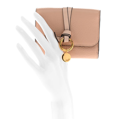 Chloe Grained Calfskin Alphabet Mini Trifold Wallet Cement Pink 2 of 9