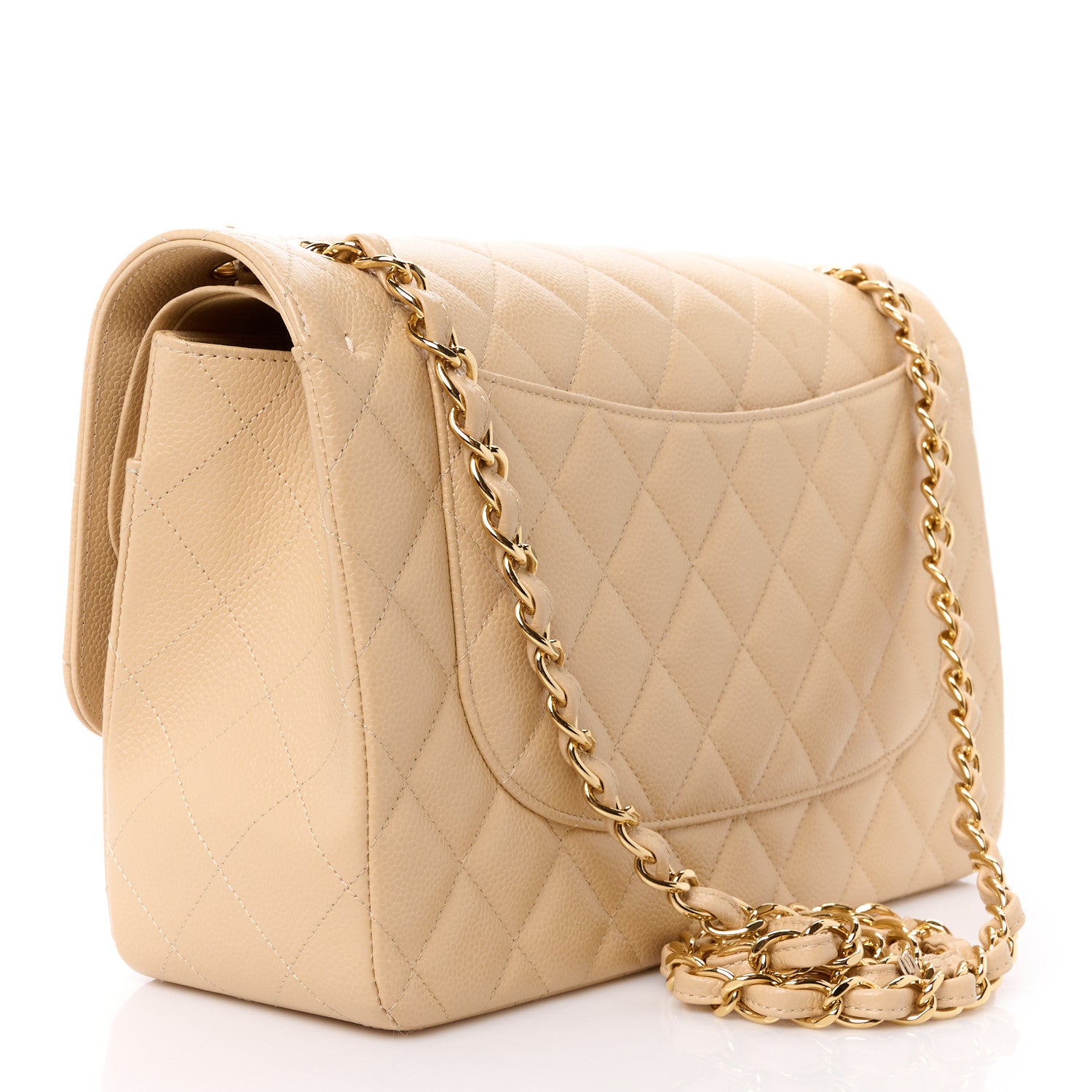 Chanel Caviar Quilted Jumbo Double Flap Beige 3 of 13