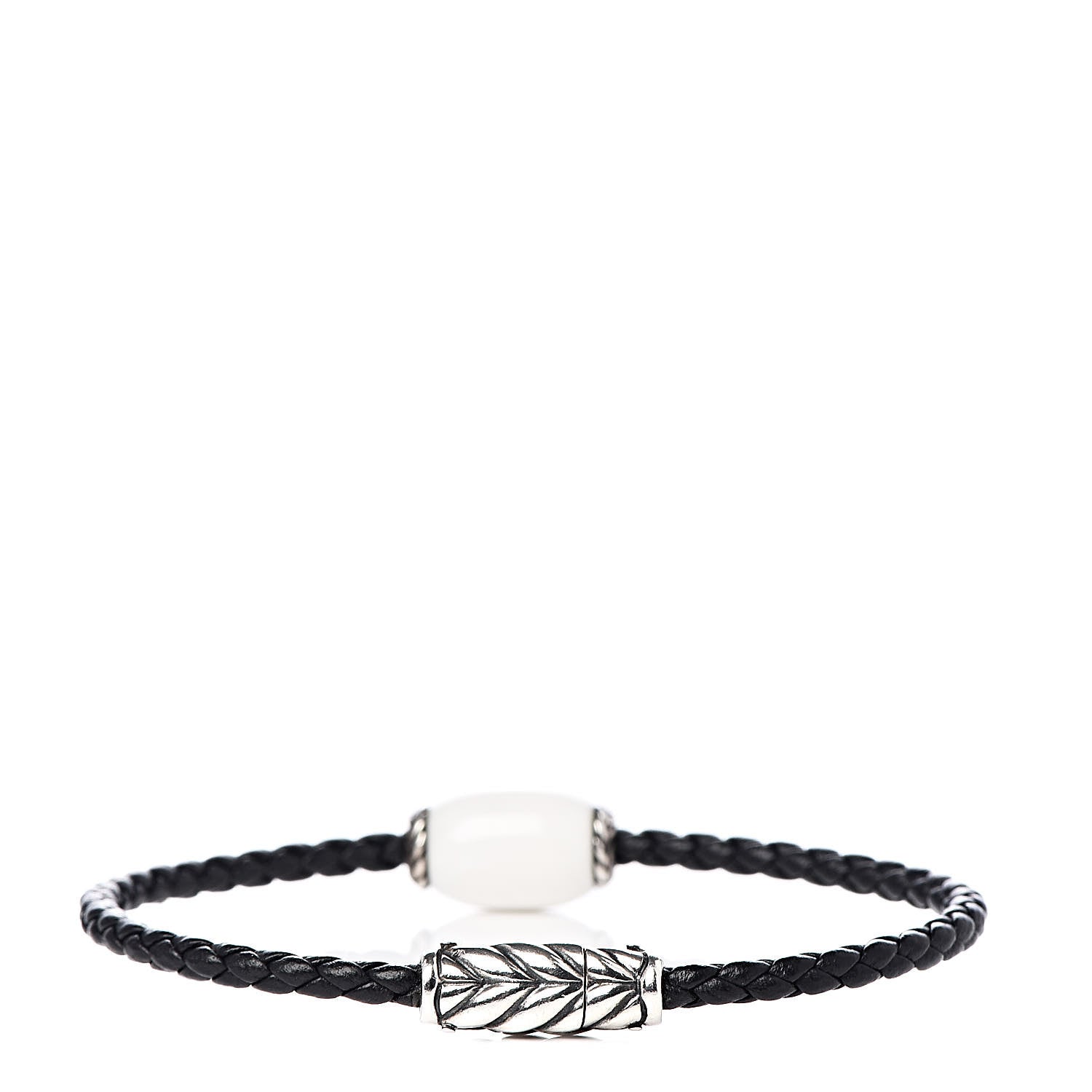 David Yurman Sterling Silver Leather White Agate Wrap Bracelet 3 of 5