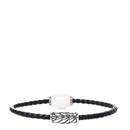 David Yurman Sterling Silver Leather White Agate Wrap Bracelet 3 of 5