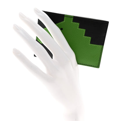 Hermes Tadelakt Evercolor Cheval Picto Card Holder Black Vert Yucca 2 of 8