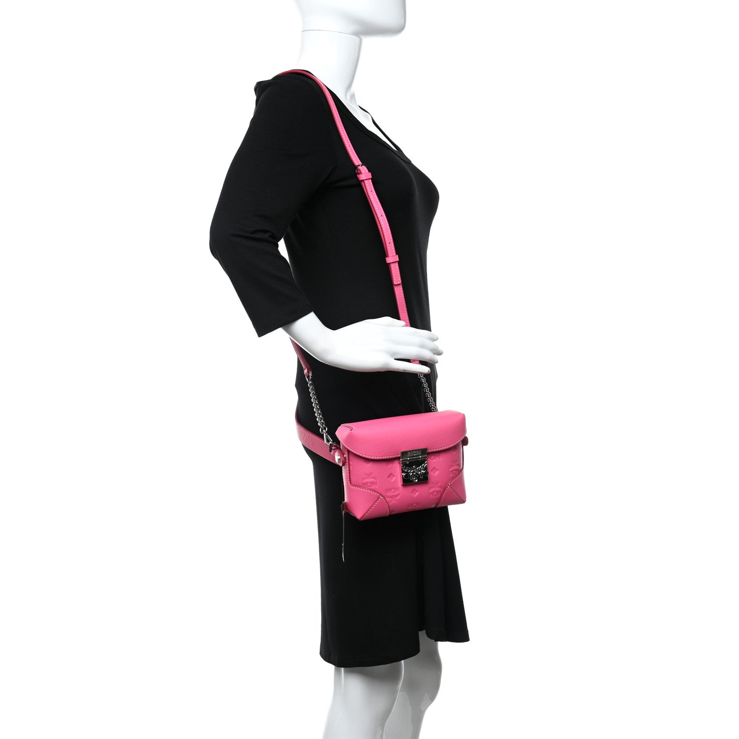 MCM Calfskin Ottomar Monogram Soft Berlin Belt Bag Pink 2 of 10