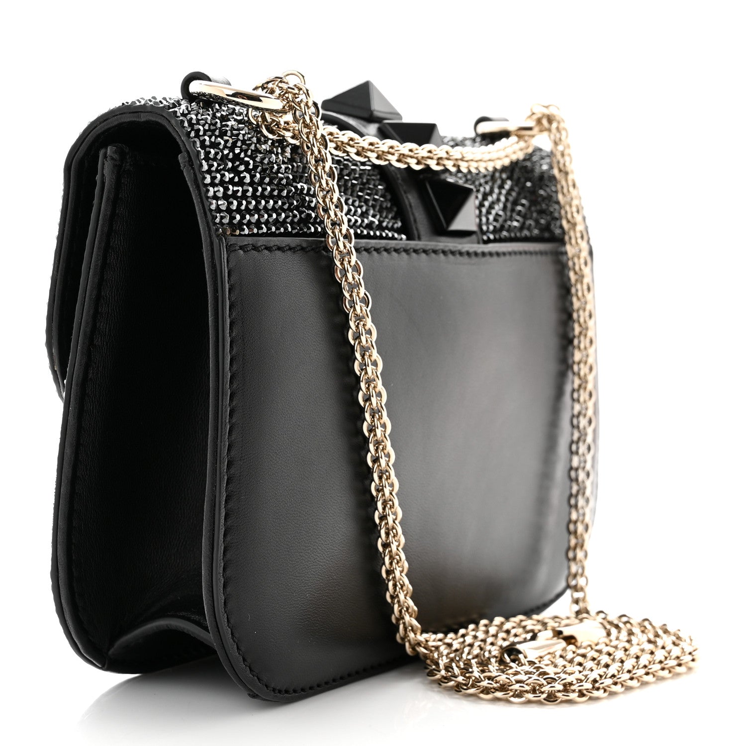 Valentino Garavani Nappa Crystal Small Glam Lock Rockstud Flap Black Multicolor 2 of 8