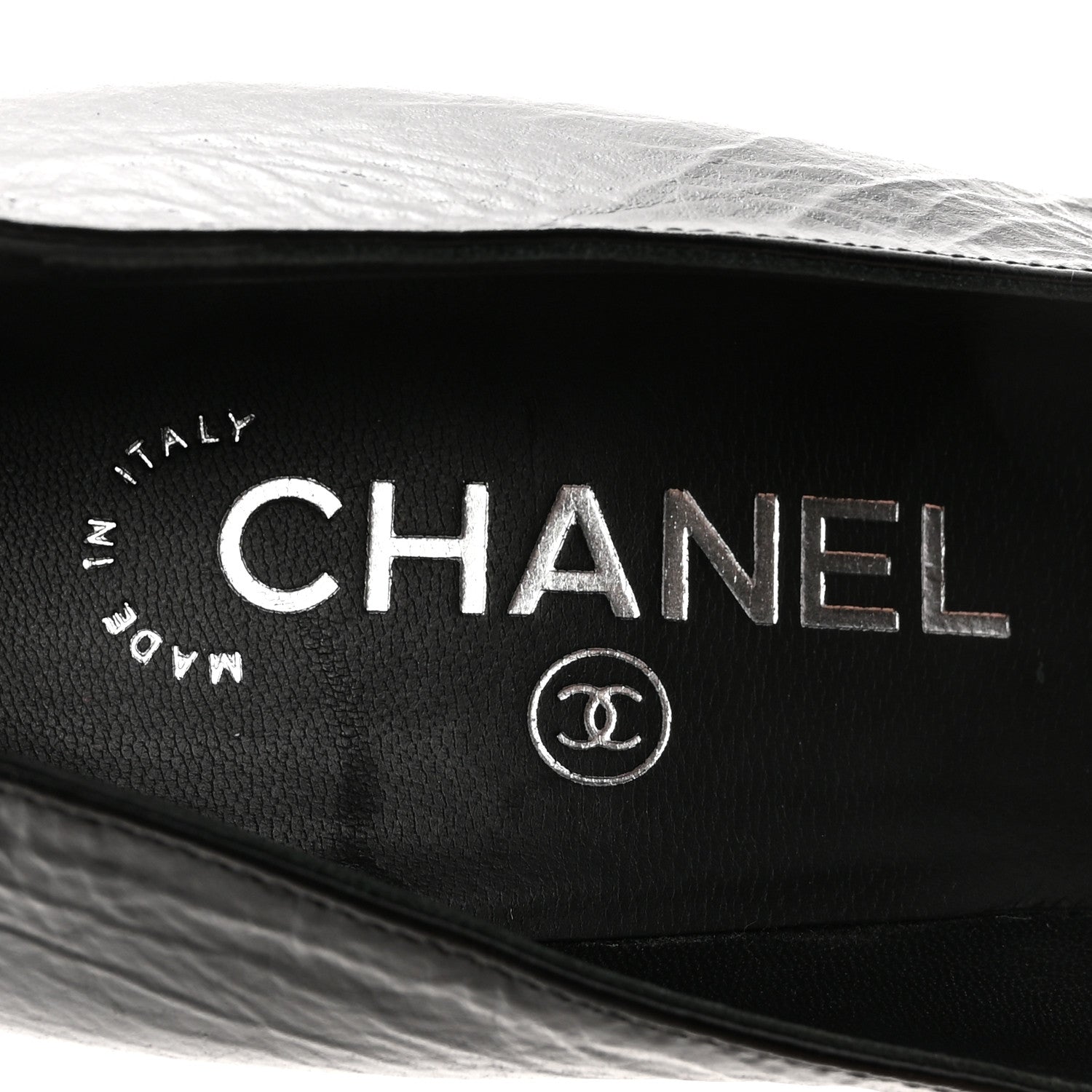 Chanel Crumpled Calfskin Cap Toe Pumps 39 Black 8 of 9