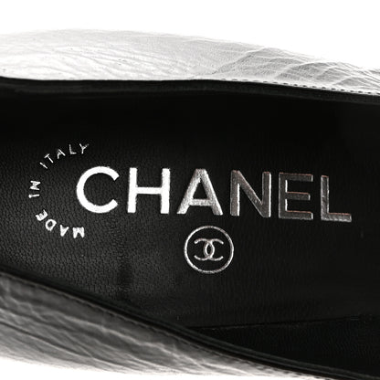 Chanel Crumpled Calfskin Cap Toe Pumps 39 Black 8 of 9