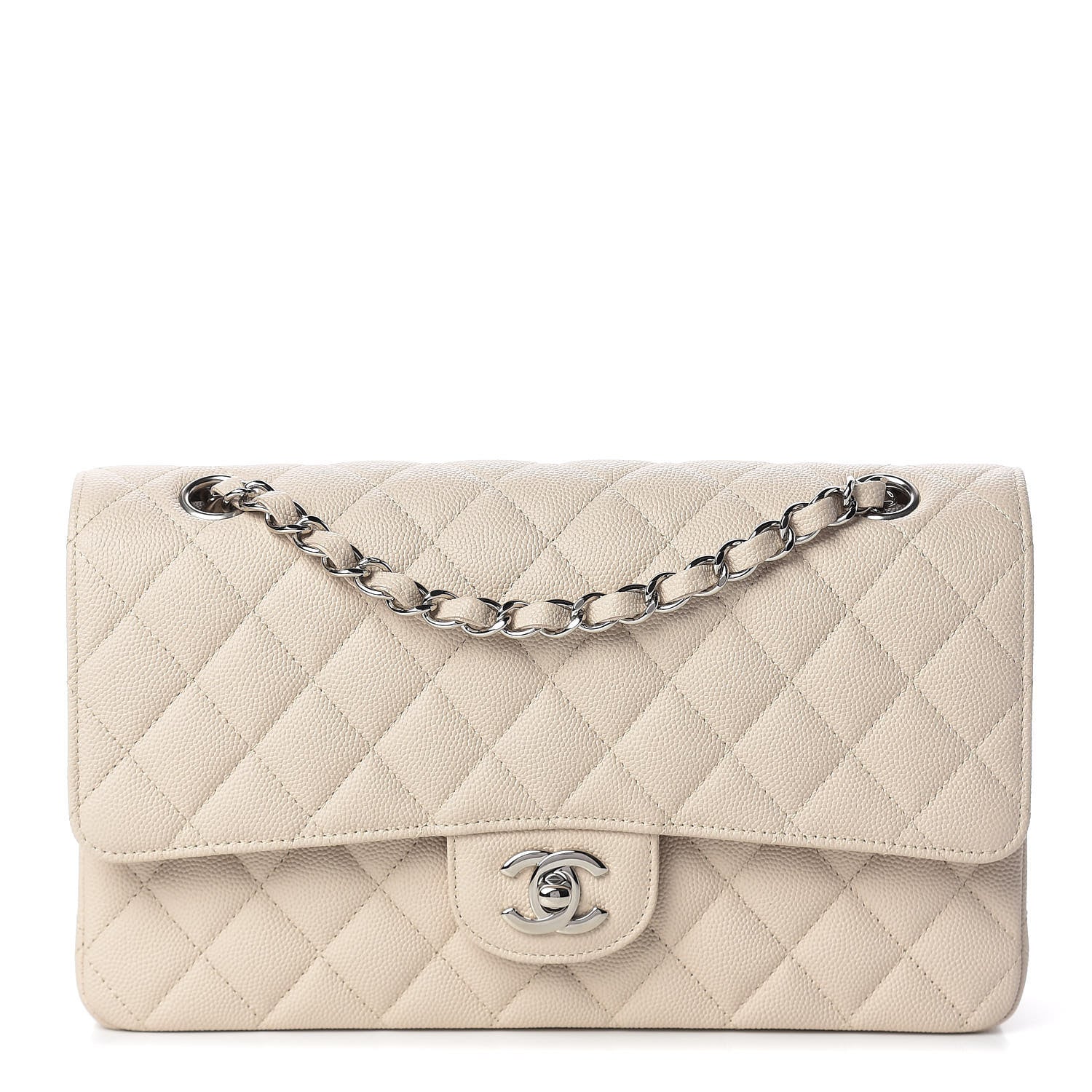 Chanel Caviar Quilted Medium Double Flap Light Beige 1 of 11