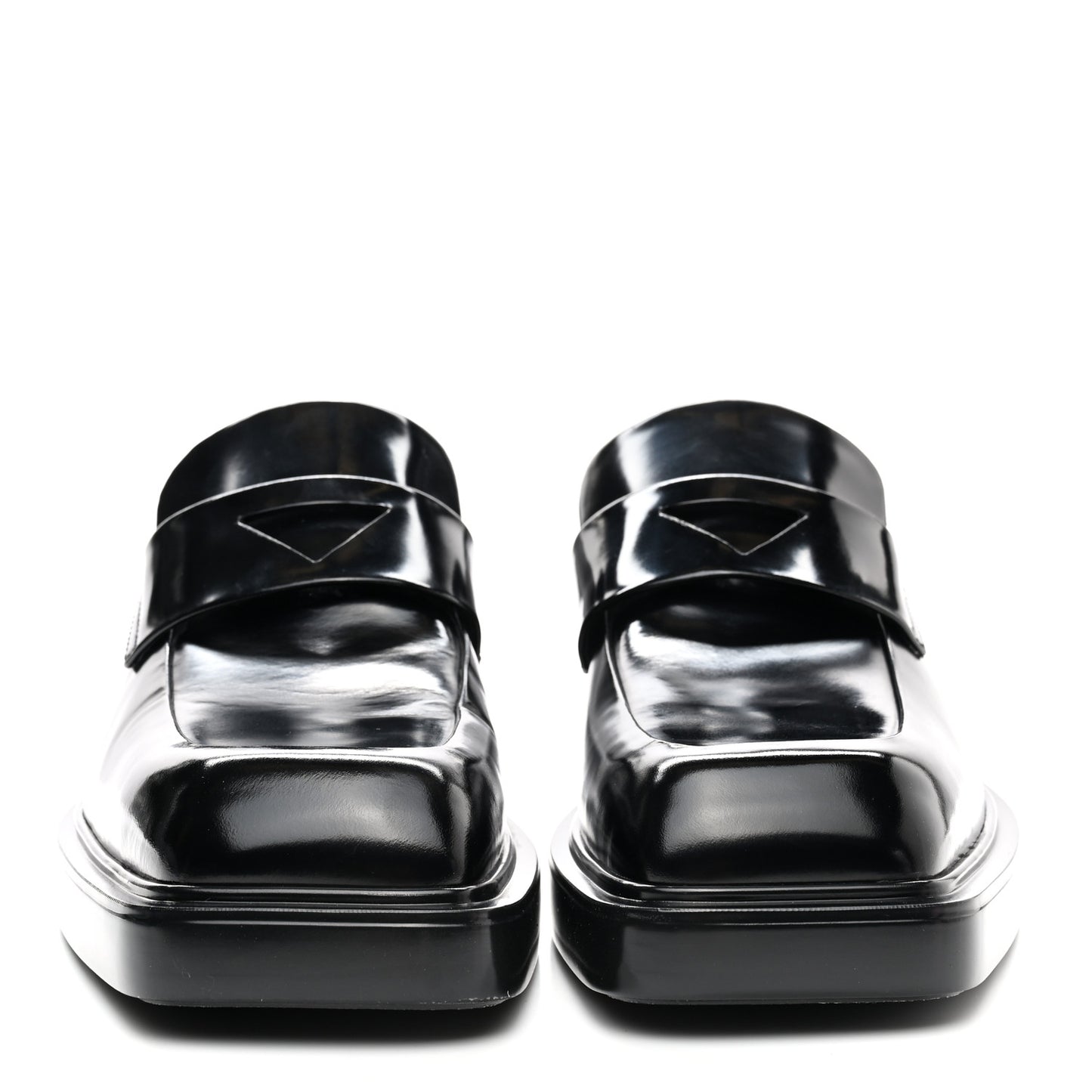 Brushed Calfskin Triangle Patch Loafers 37.5 Black