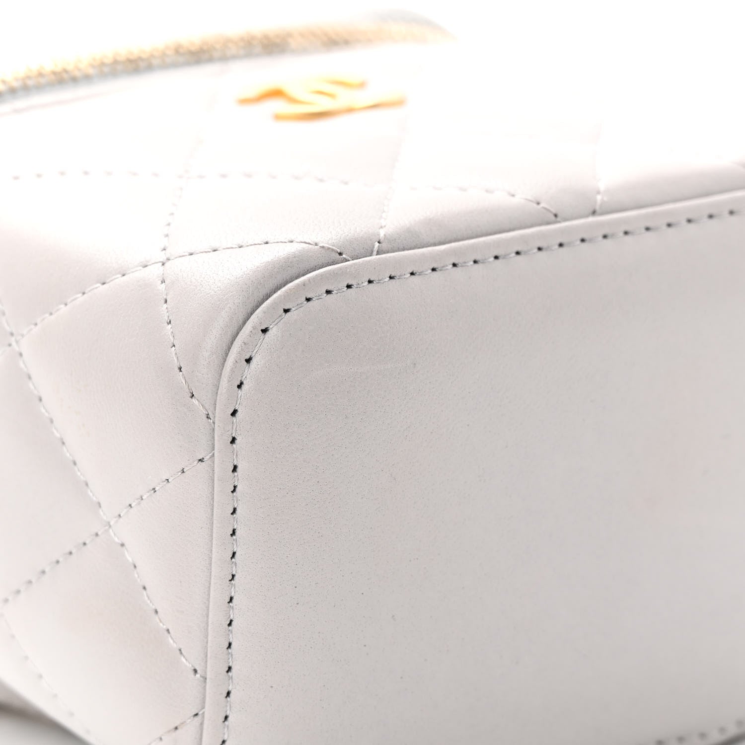 Chanel Lambskin Quilted Top Handle Mini Vanity Case With Chain Grey 13 of 16