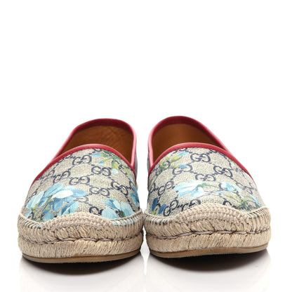 Gucci GG Supreme Monogram Blooms Espadrilles 37.5 Beige Blue Navy Hibiscus Red 2 of 12