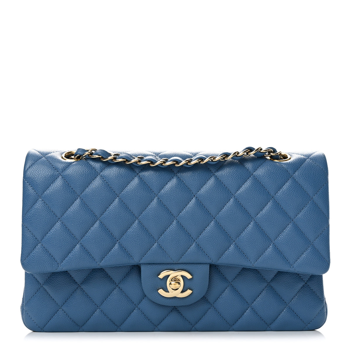 Chanel Caviar Quilted Medium Double Flap Blue 1 of 14