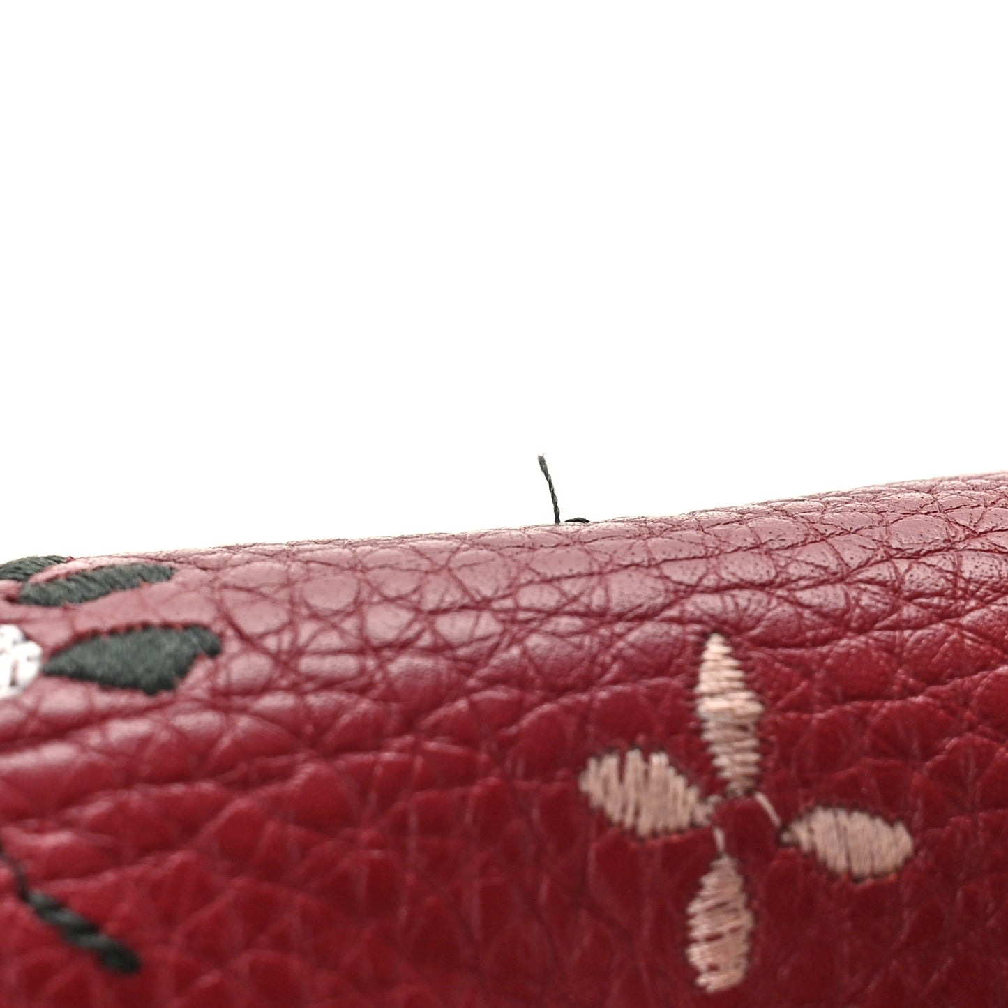 Alce Printed Calfskin Flower Embroidered Demilune Double Handle Satchel