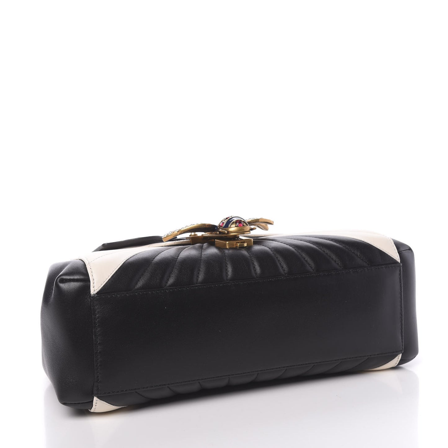 Calfskin Bamboo Trapuntata Queen Margaret Top Handle Bag Mystic White Black