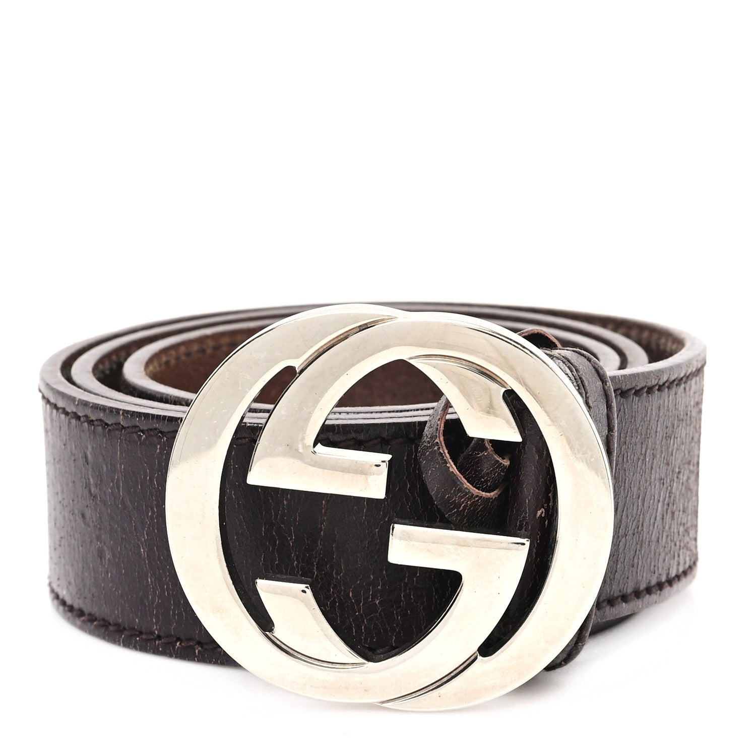 Gucci Calfskin Interlocking G Belt 85 34 Dark Brown 1 of 5