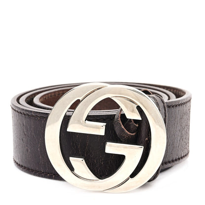 Gucci Calfskin Interlocking G Belt 85 34 Dark Brown 1 of 5
