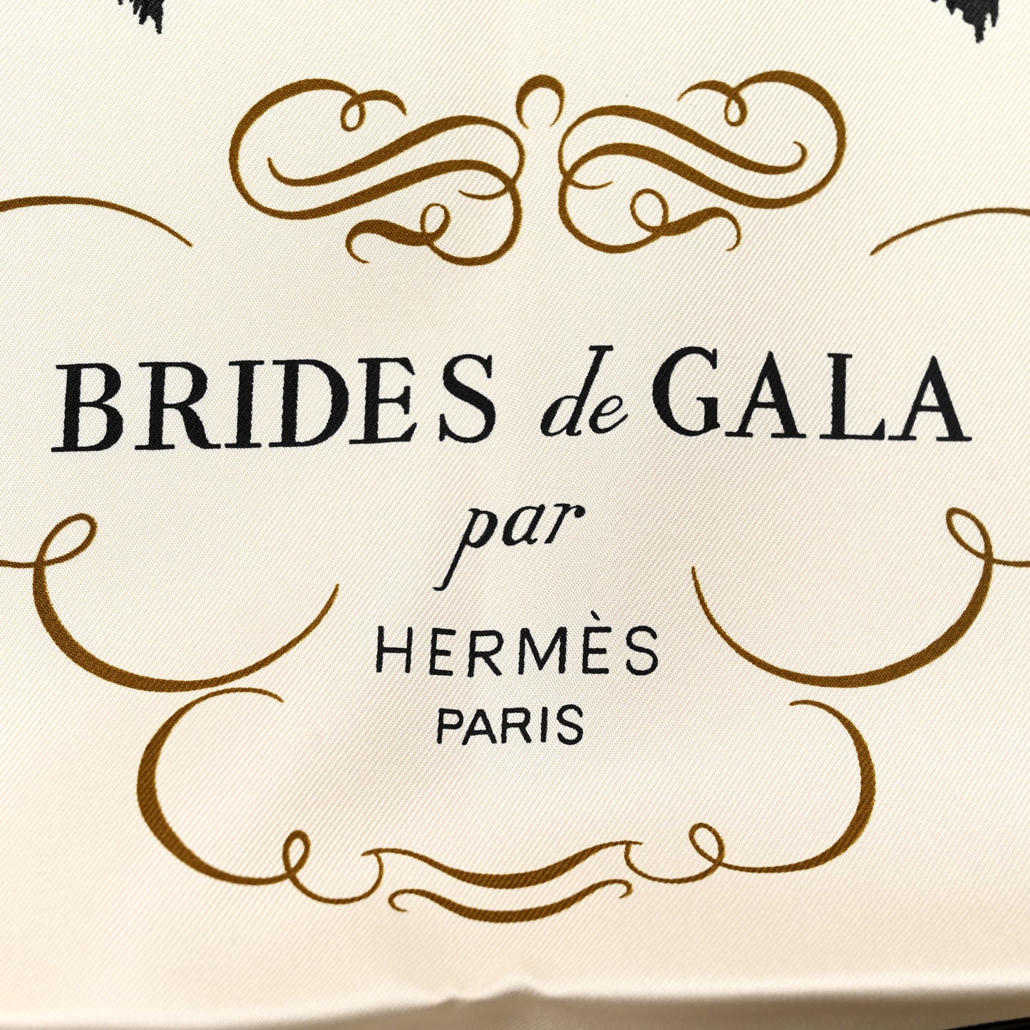 Silk Brides De Gala Scarf 90 Black Creme Gold