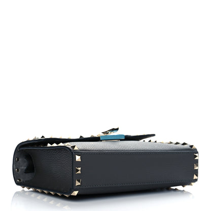 Valentino Garavani Pebbled Calfskin Medium Rockstud Flip Lock Crossbody Bag Black 4 of 9