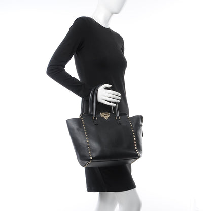 Valentino Garavani Vitello Rockstud Double Handle Tote Black 2 of 8