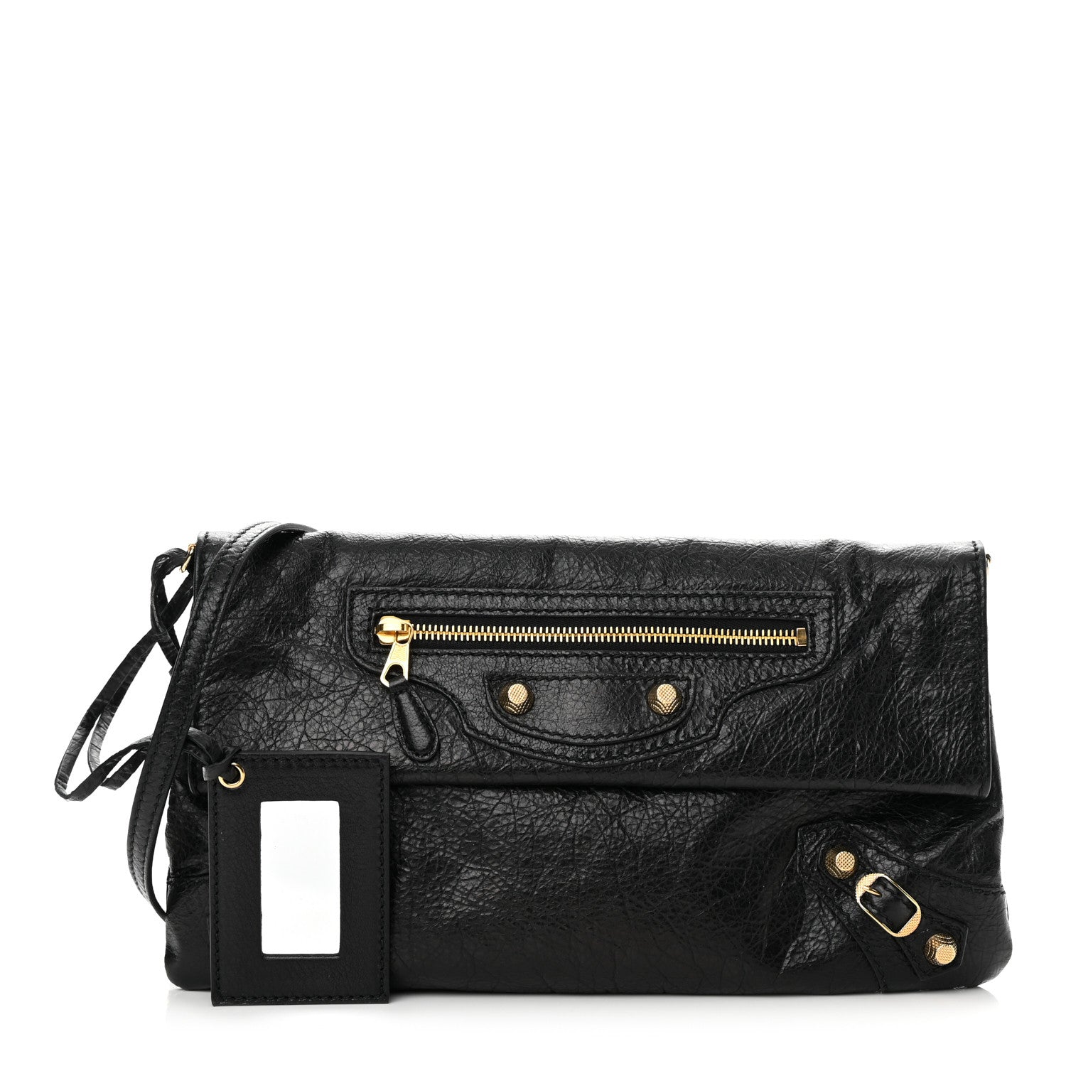 Balenciaga Agneau Giant 12 Gold Hardware Envelope Strap Clutch Black 1 of 13