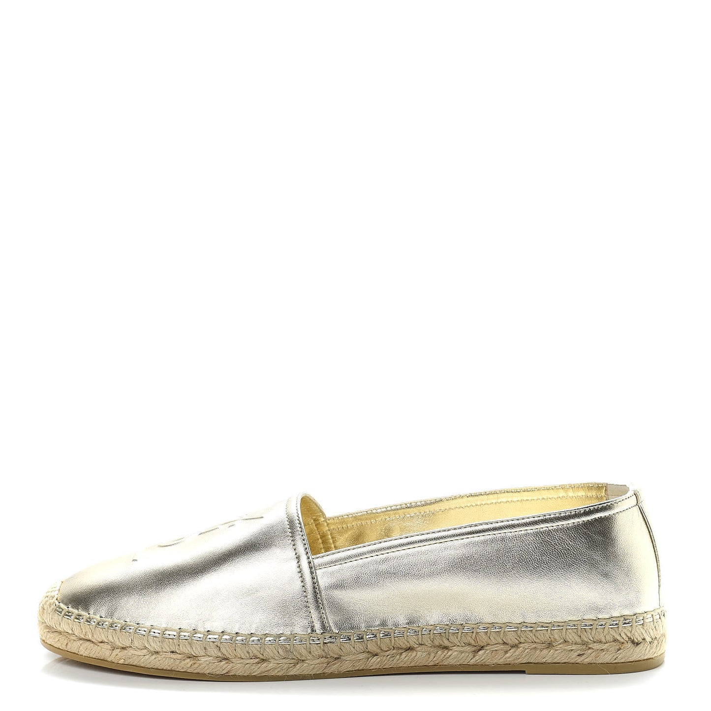 Metallic Lambskin Monogram Espadrilles 42 Gold