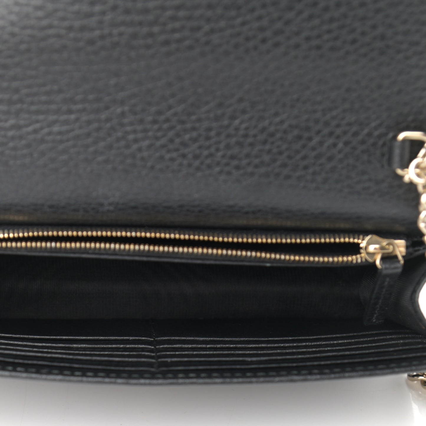 Dollar Calfskin Interlocking G Chain Wallet Black