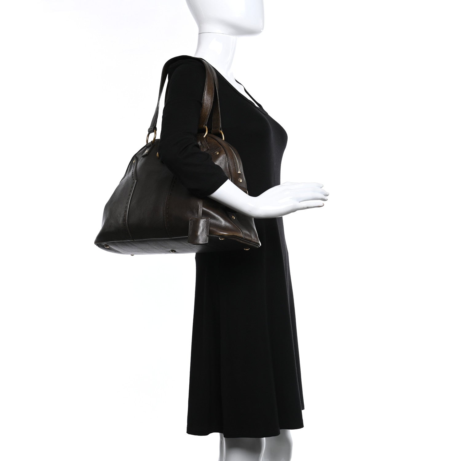 Saint Laurent Calfskin Large Muse Dark Brown 2 of 12