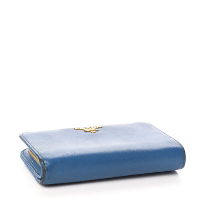 Prada Saffiano Metal Compact Wallet Cobalto 4 of 12