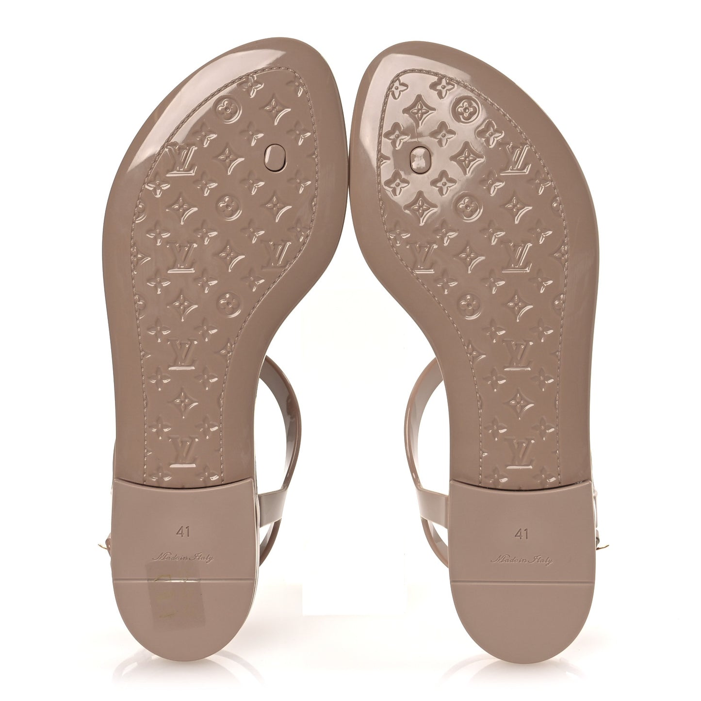 Rubber Bikini Thong Flat Sandals 41 Beige