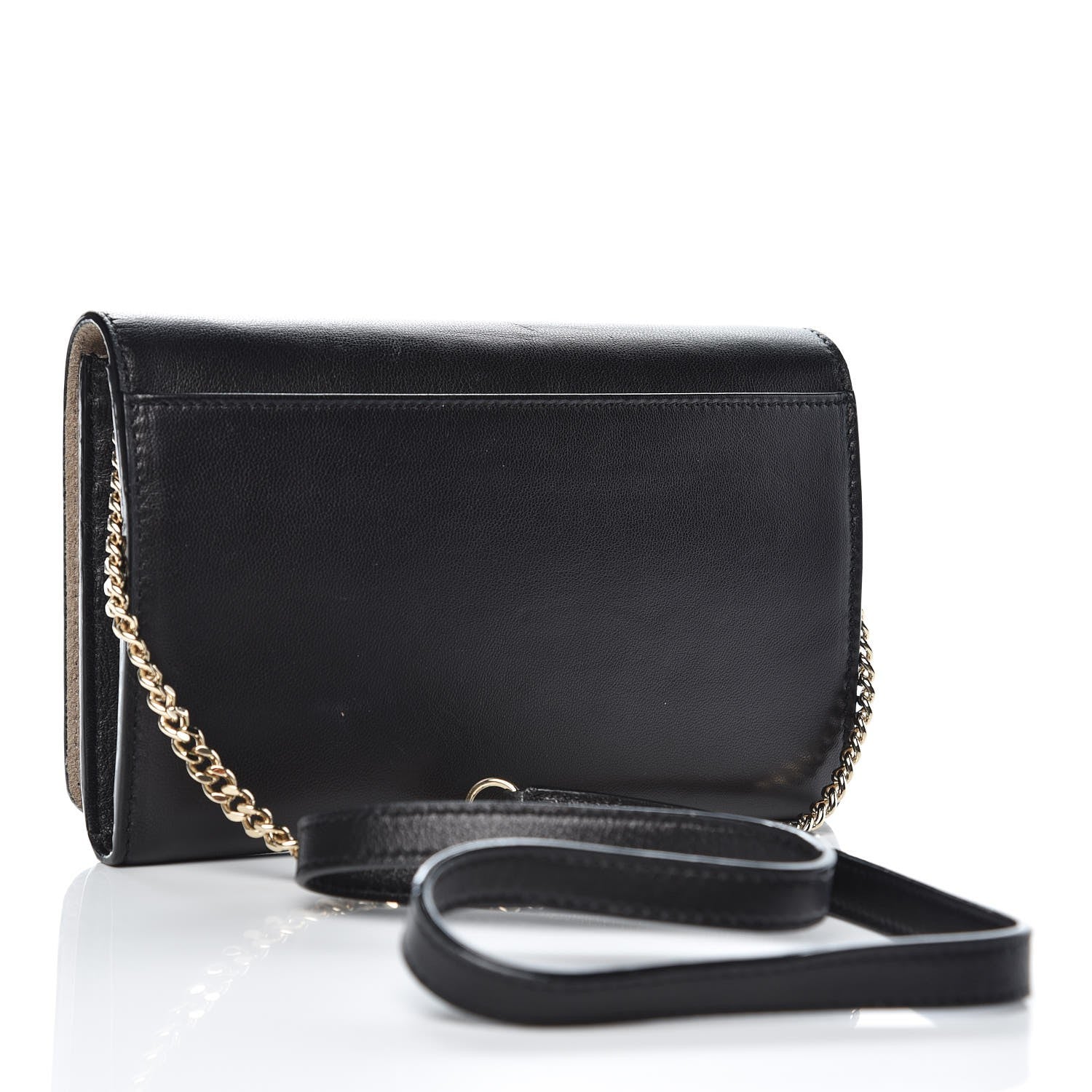 Jimmy Choo Lambskin Logo Emossed Wallet On Chain Black 3 of 9