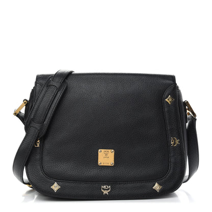 MCM Grained Calfskin Studded Crossbody Bag Black 1 of 11