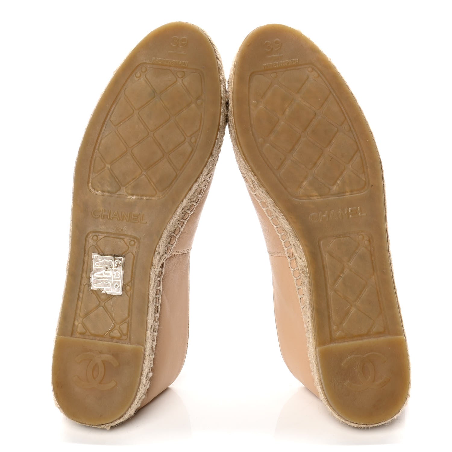 Chanel Lambskin CC Espadrilles 39 Beige Black 4 of 4