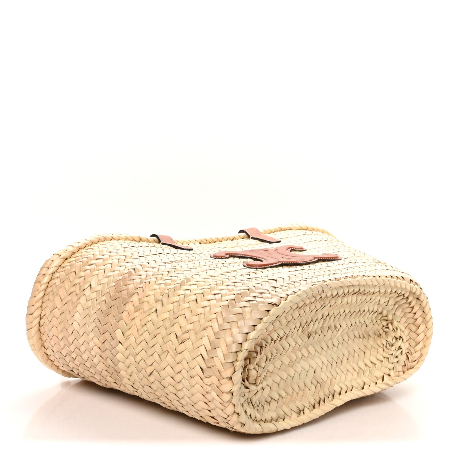 Celine Raffia Calfskin Triomphe Medium Panier Tan 4 of 9