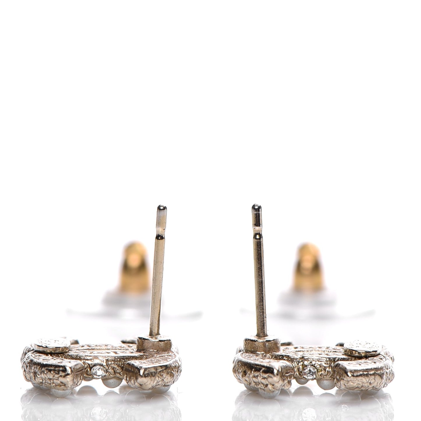 Crystal Pearl CC Earrings Light Gold