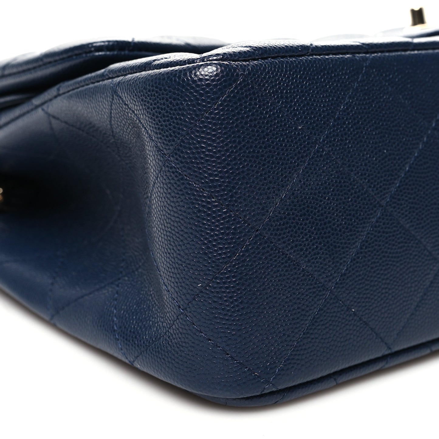 Caviar Quilted Jumbo Double Flap Navy Blue