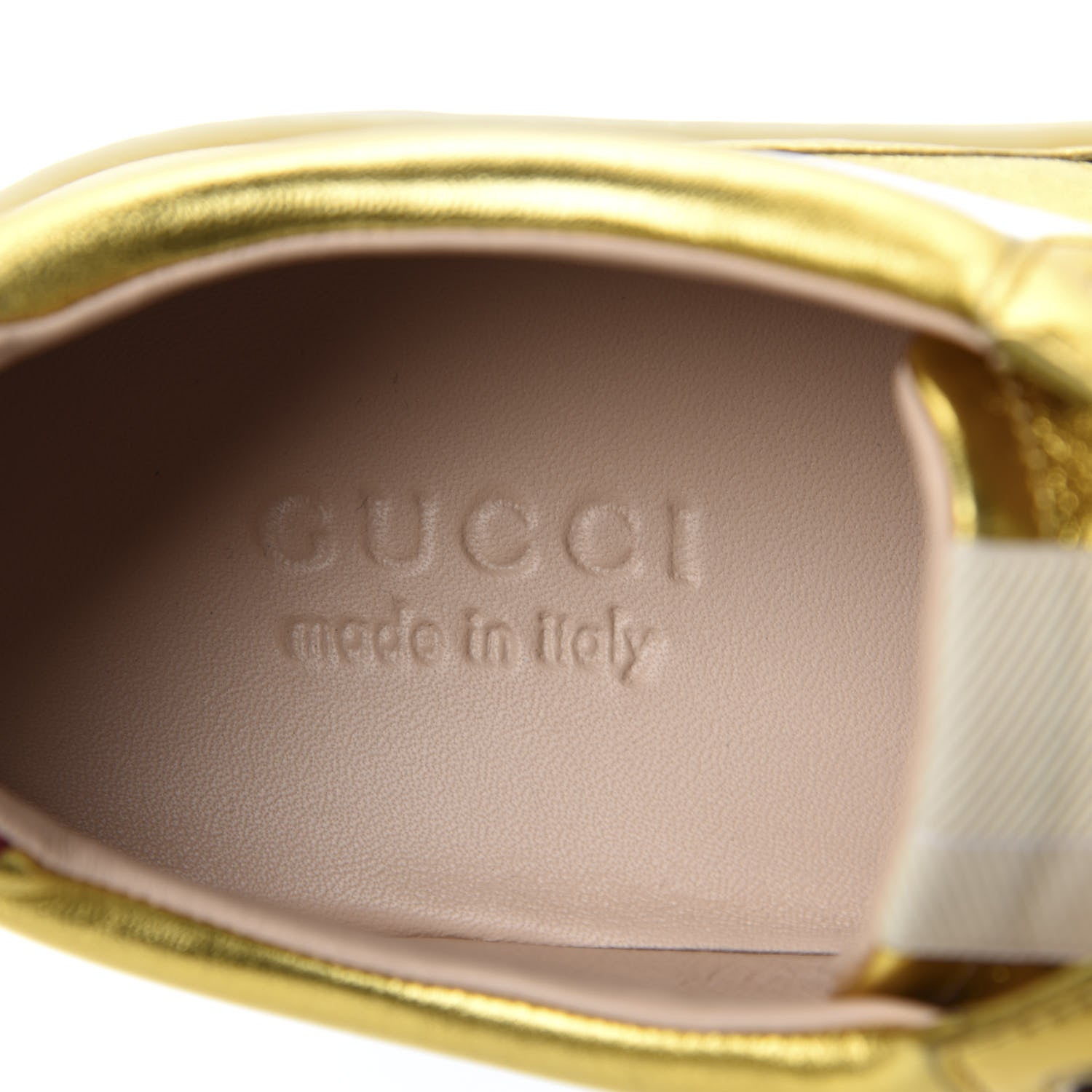 Gucci Metallic Nappa Web Mens Low Top Sneakers 9.5 Argento Oro Vecchio 9 of 11
