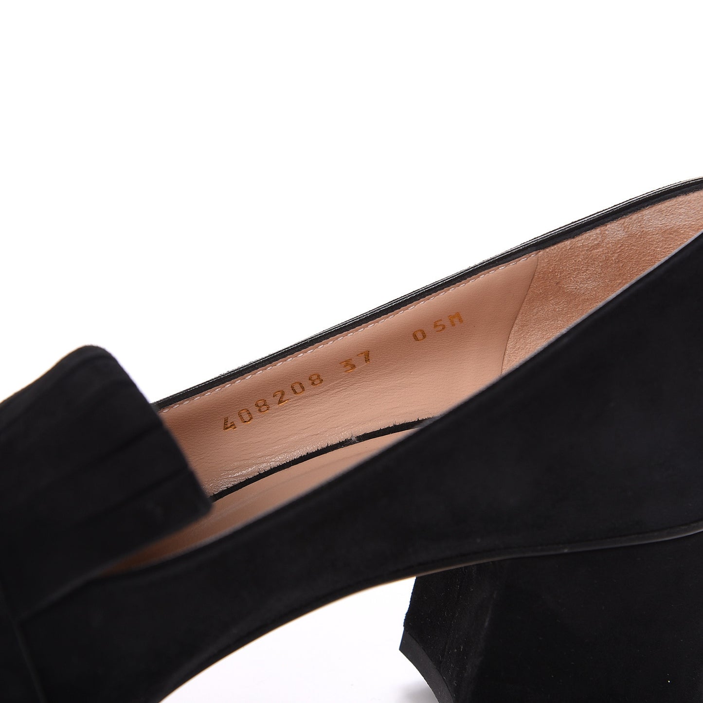 Kid Scamosciato GG Marmont Fringe 50mm Loafer Pumps 37 Black