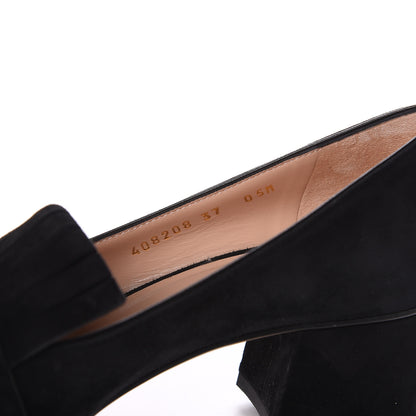 Gucci Kid Scamosciato GG Marmont Fringe 50mm Loafer Pumps 37 Black 9 of 10