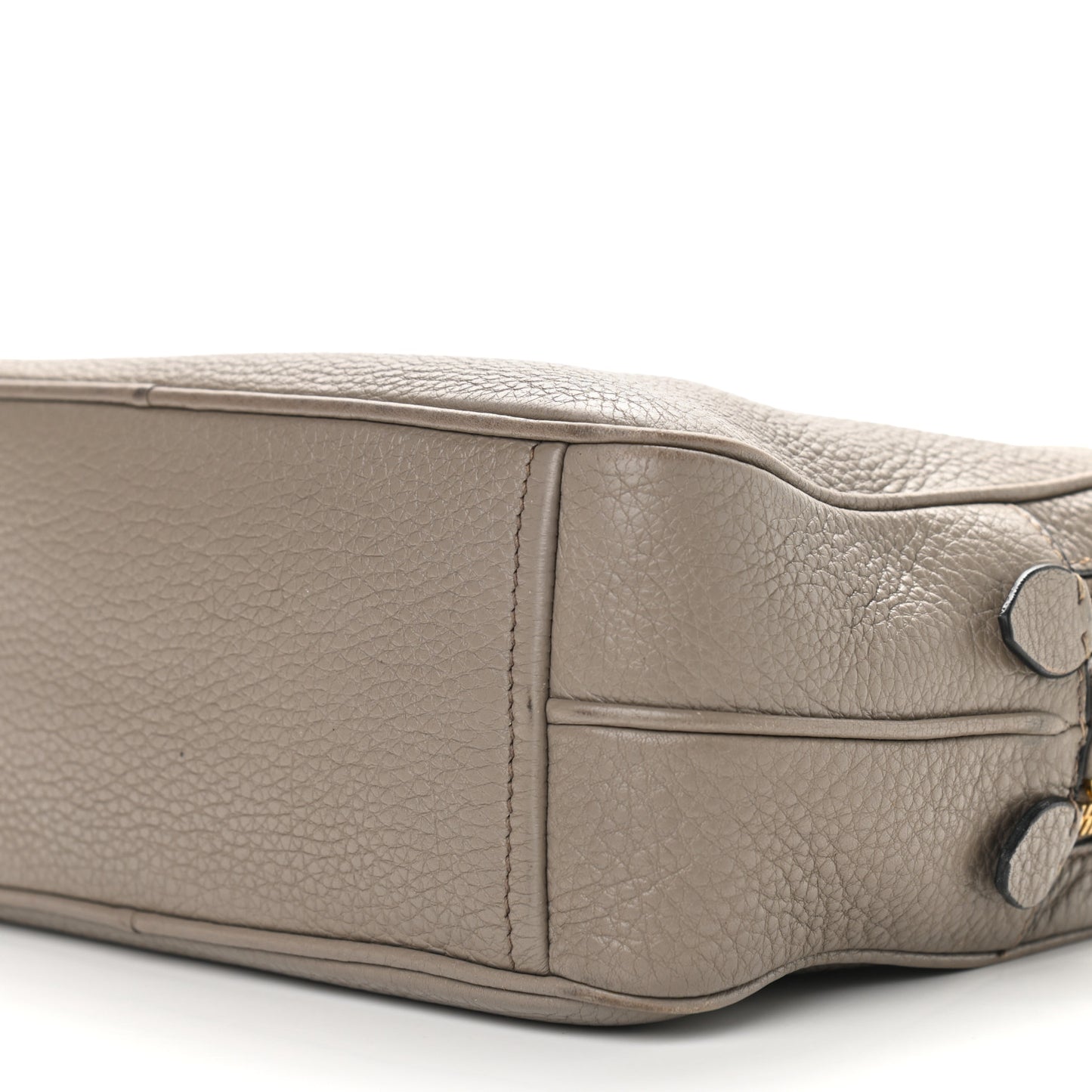 Vitello Daino Medium Double Zip Shoulder Bag Argilla
