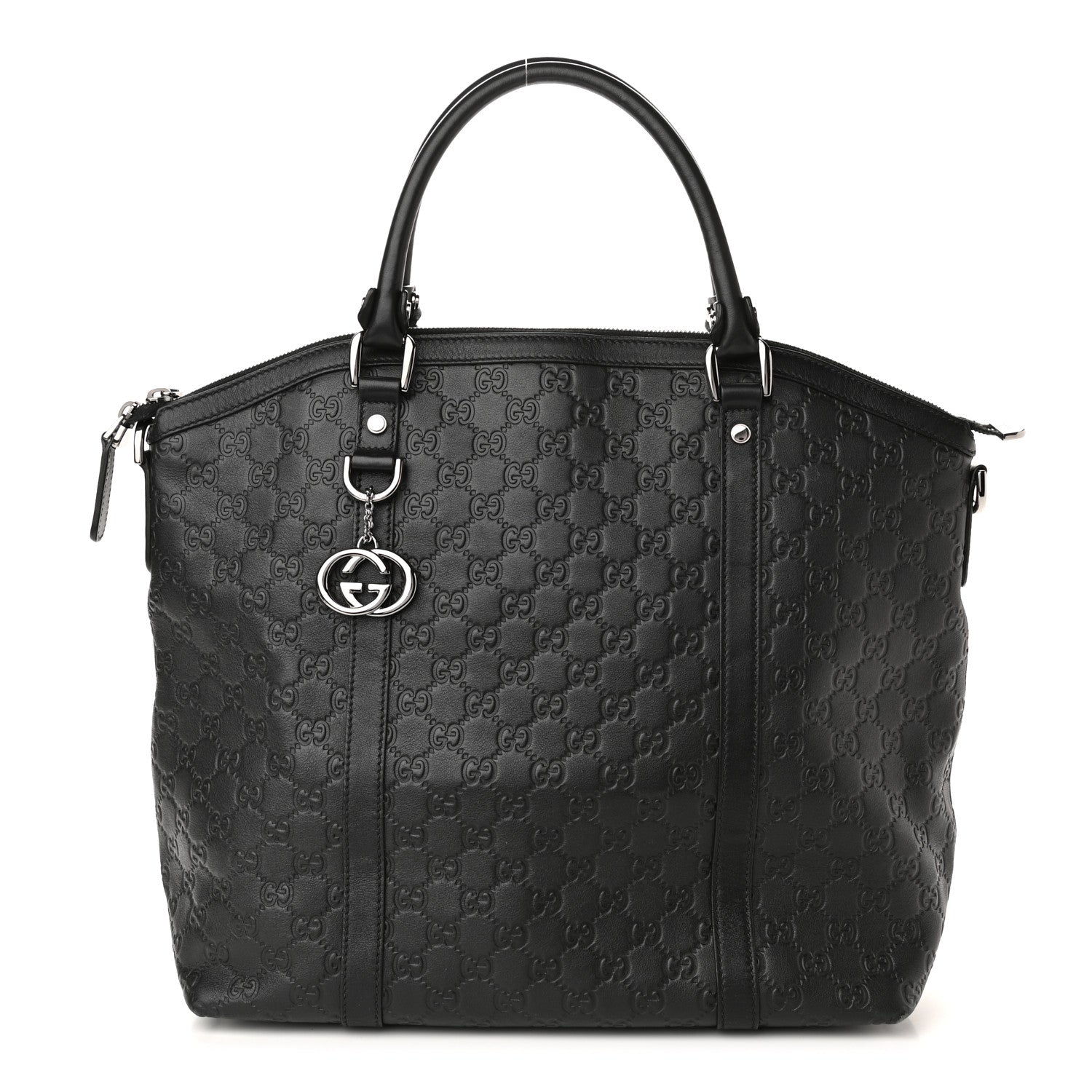 Gucci Guccissima Large GG Charm Convertible Dome Satchel Black 1 of 10
