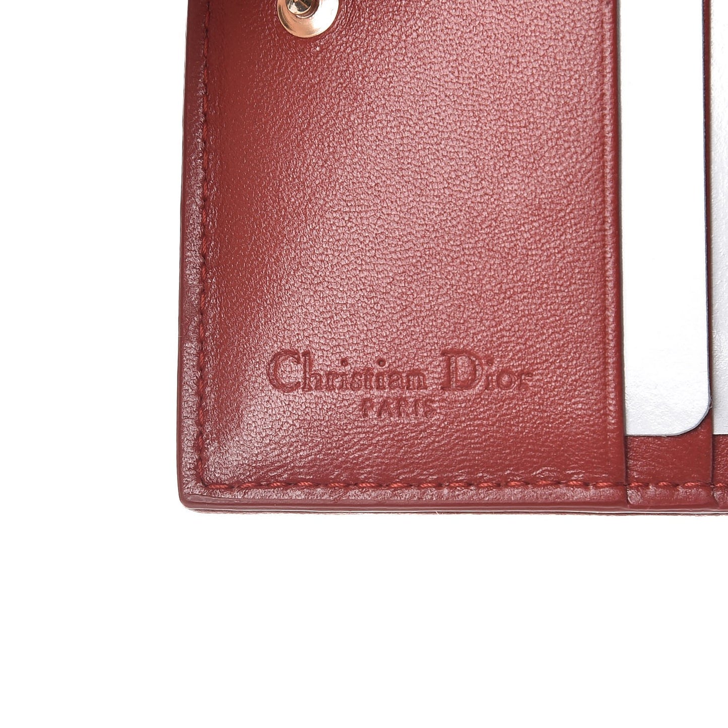 Lambskin Cannage Lady Dior Compact Wallet Rusty Red