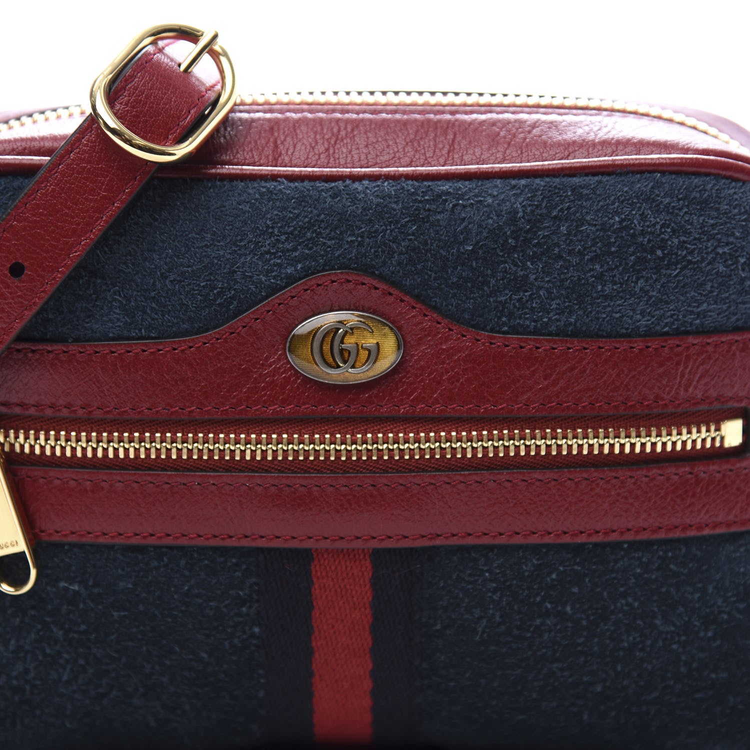 Gucci Suede Calfskin Web Mini Ophidia Shoulder Bag New Blue Romantic Cherry 10 of 12