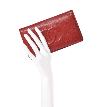 Chanel Caviar Timeless CC Yen Wallet Red 2 of 14