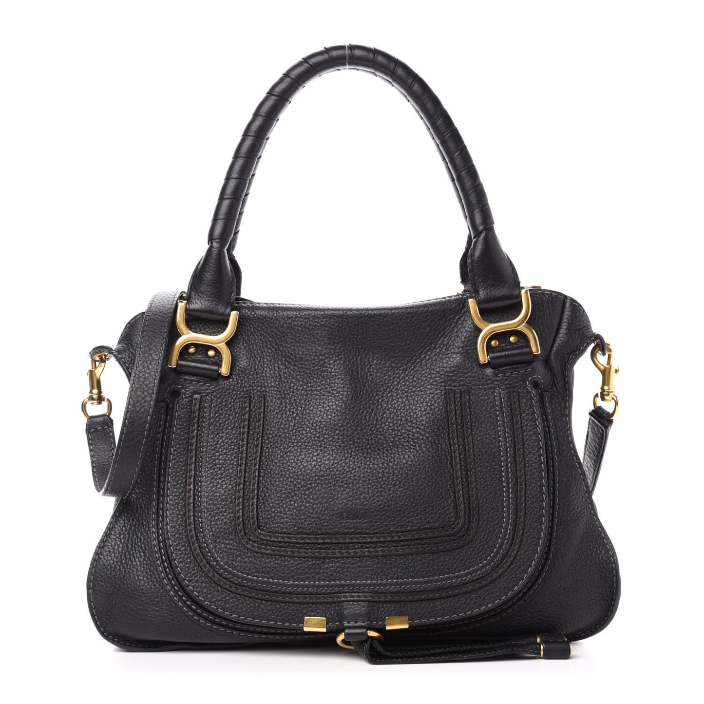 Calfskin Medium Marcie Satchel Black