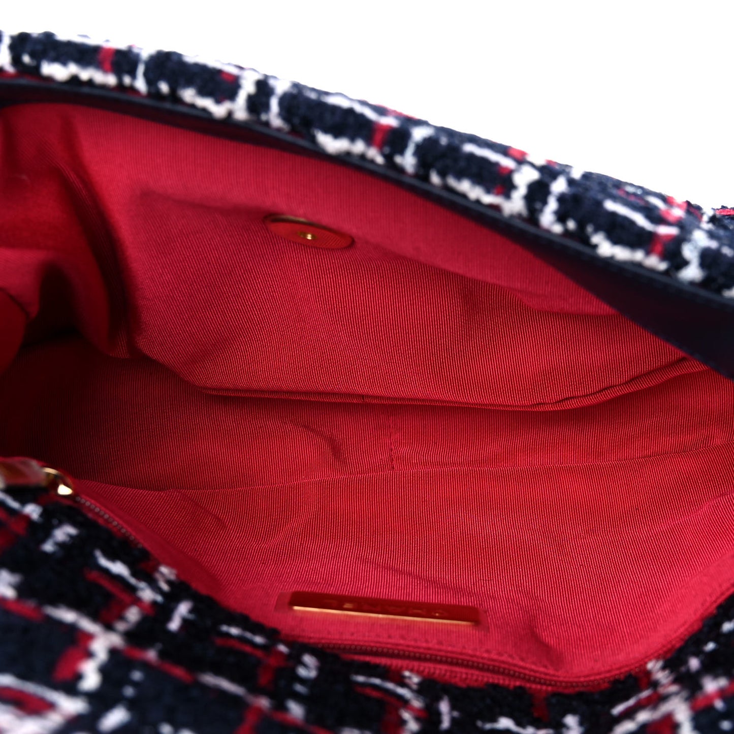 Tweed Quilted Medium Chanel 19 Flap Navy Blue White Red