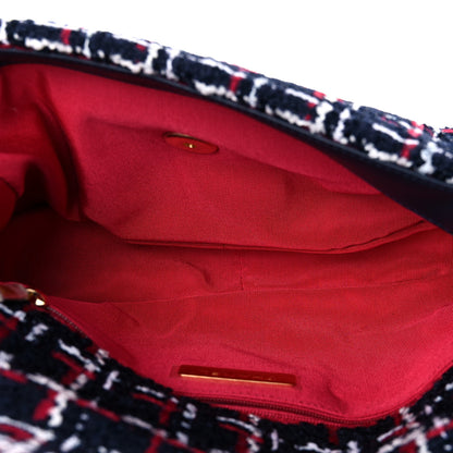 Chanel Tweed Quilted Medium Chanel 19 Flap Navy Blue White Red 5 of 10